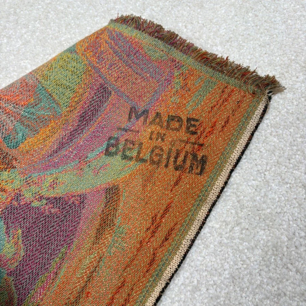 Vintage Belgium Woven Tapestry Runner Courting Venetian Party Scene 57x19.75